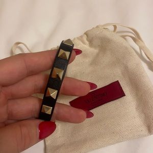 Valentino Black and Gold Studded Bracelet